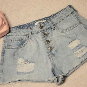 high waisted button fly shorts